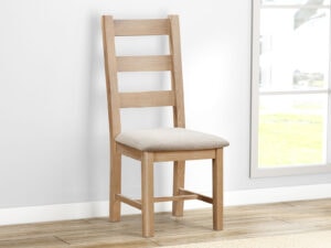 Furniture Mill Hampton Oak Pair of Ladderback Chairs with Fabric Seat