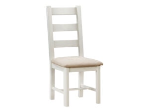 Furniture Mill Hampton Painted Pair of Ladderback Chairs with Fabric Seat