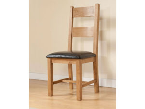 Furniture Mill Langley Pair of Rustic Chairs - Fabric Seat Pad