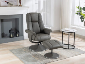 GFA Denver Swivel Recliner & Footstoolin Cinder Leather