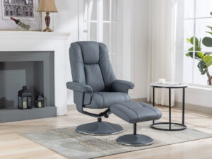 GFA Denver Swivel Recliner & Footstoolin Petrol Blue Leather