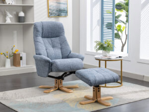 GFA Dubai Swivel Chair & Footstool in Lisbon Marine Fabric