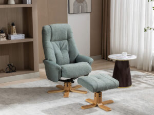 GFA Dubai Swivel Chair & Footstool in Lisbon Teal Fabric