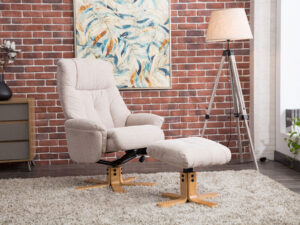 GFA Dubai Swivel Chair & Footstool in Lisbon Wheat Fabric