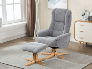 GFA Florida Swivel Recliner & Footstoolin Lake Blue Fabric