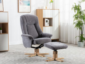 GFA Hawaii Swivel Recliner & Footstool in Lille Charcoal Fabric