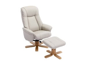 GFA Hawaii Swivel Recliner & Footstool in Mushroom Faux Leather
