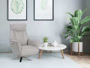 GFA Houston Swivel Recliner & Integrated Footstool in Platinum Leather