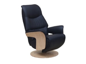 GFA Iowa Swivel Recliner & Integrated Footstool in Black Leather