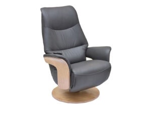 GFA Iowa Swivel Recliner & Integrated Footstool in Charcoal Leather