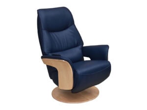 GFA Iowa Swivel Recliner & Integrated Footstool in Navy Leather