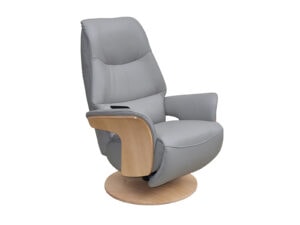GFA Iowa Swivel Recliner & Integrated Footstool in Pale Grey Leather