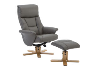 GFA Marseille Swivel Recliner & Footstoolin Grey Faux Leather