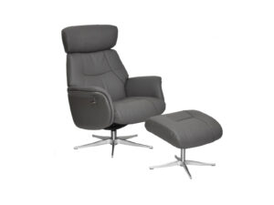 GFA Murcia Swivel Recliner & Footstool in Charcoal Leather