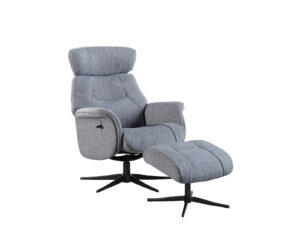 GFA Murcia Swivel Recliner & Footstool in Powder Blue Fabric