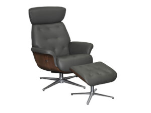 GFA Nordic Swivel Recliner & Footstool in Charcoal Leather