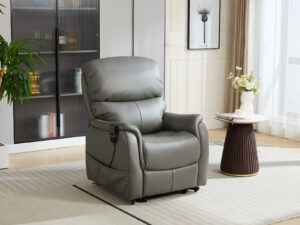 GFA Normandy Dual Motor Riser Recliner in Dark Grey Leather/Match
