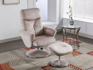 GFA Paddington Swivel Recliner & Footstoolin Champagne