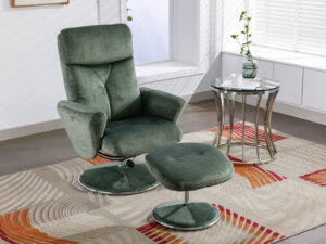 GFA Paddington Swivel Recliner & Footstoolin Moss green