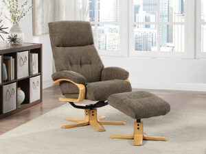 GFA Vienna Swivel Recliner & Footstool in Forest Green Fabric