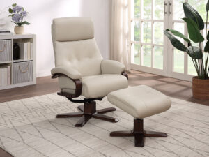 GFA Vienna Swivel Recliner & Footstool in Mushroom Leather