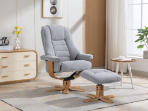 GFA Sardinia Swivel Recliner & Footstool in Chacha Dove Fabric