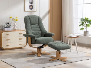 GFA Sardinia Swivel Recliner & Footstool in Chacha Fern Fabric