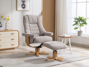 GFA Sardinia Swivel Recliner & Footstool in Chacha Oat Fabric