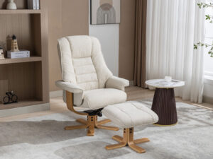GFA Sardinia Swivel Recliner & Footstool in Hessian Fabric