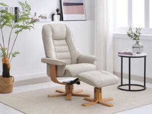 GFA Sardinia Swivel Recliner & Footstool in Mushroom Leather