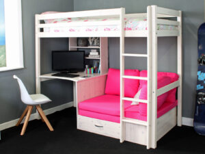 Kids Avenue Flexa Hit 7 Highbed With Pink Futon