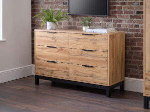 Julian Bowen Bali 6 Drawer Wide Chest in Oak