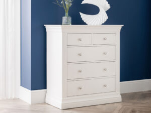Julian Bowen Clermont Chest - 3+2 Drawer in Surf White Lacquered Finish