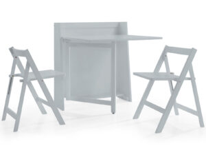 Julian Bowen Helsinki Dining Set with 2 folding chairs in Grey Lacquered Finish