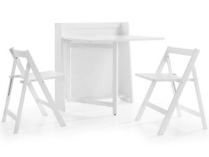 Julian Bowen Helsinki Dining Set with 2 folding chairs in White Lacquered Finish