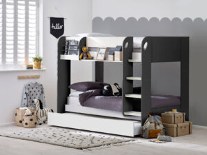 3ft Single Julian Bowen Mars Bunk And Underbed in Charcoal & White