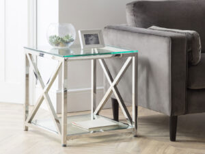 Julian Bowen Miami Lamp Table in Silver