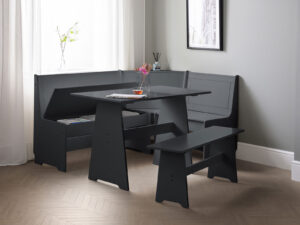 Julian Bowen Newport Corner Dining Set with Storage Bench in Anthracite