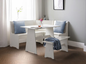 Julian Bowen Newport Corner Dining Set with Storage Bench in White