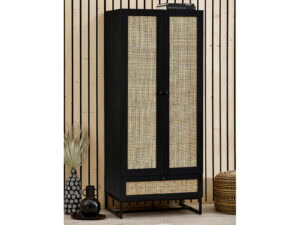 Julian Bowen Padstow Combi Wardrobe - 2 Doors & 1 Drawer in Black