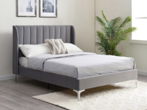 5ft King Size Kyoto Avery Bedstead in Athena Grey Velvet