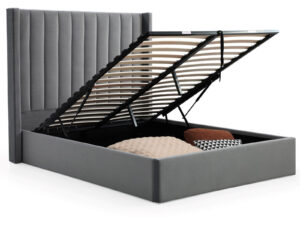 4ft6 Double Kyoto Emerson Ottoman Bedstead in Athena Grey Velvet