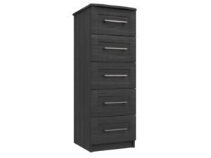 Furniture Mill Andante Range 11 in Graphite 5 Drawer Tallboy