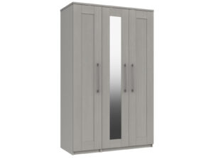 Furniture Mill Andante Range 11 in Light-Grey 3 Door Robe With Mirror