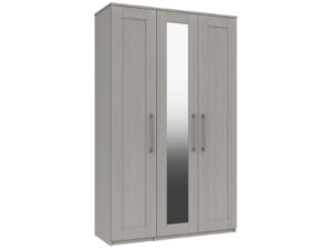 Furniture Mill Andante Range 11 in Light-Grey Tall 3 Door Robe With Mirror