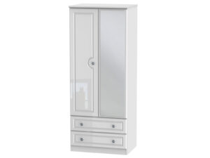 Welcome Furniture Pembroke Gloss 2ft6  2 Drawer Mirror Wardrobe