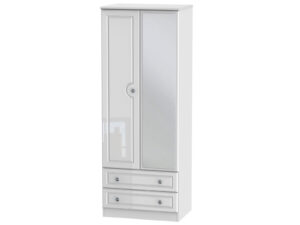 Welcome Furniture Pembroke Gloss Tall 2ft6 Drawer Mirror Wardrobe