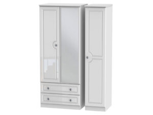 Welcome Furniture Pembroke Gloss Triple 2 Drawer Mirror Wardrobe