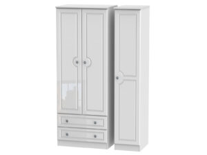 Welcome Furniture Pembroke Gloss Tall Triple 2 Drawer Wardrobe