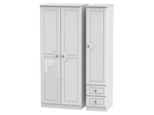 Welcome Furniture Pembroke Gloss Triple Plain & Drawer Wardrobe